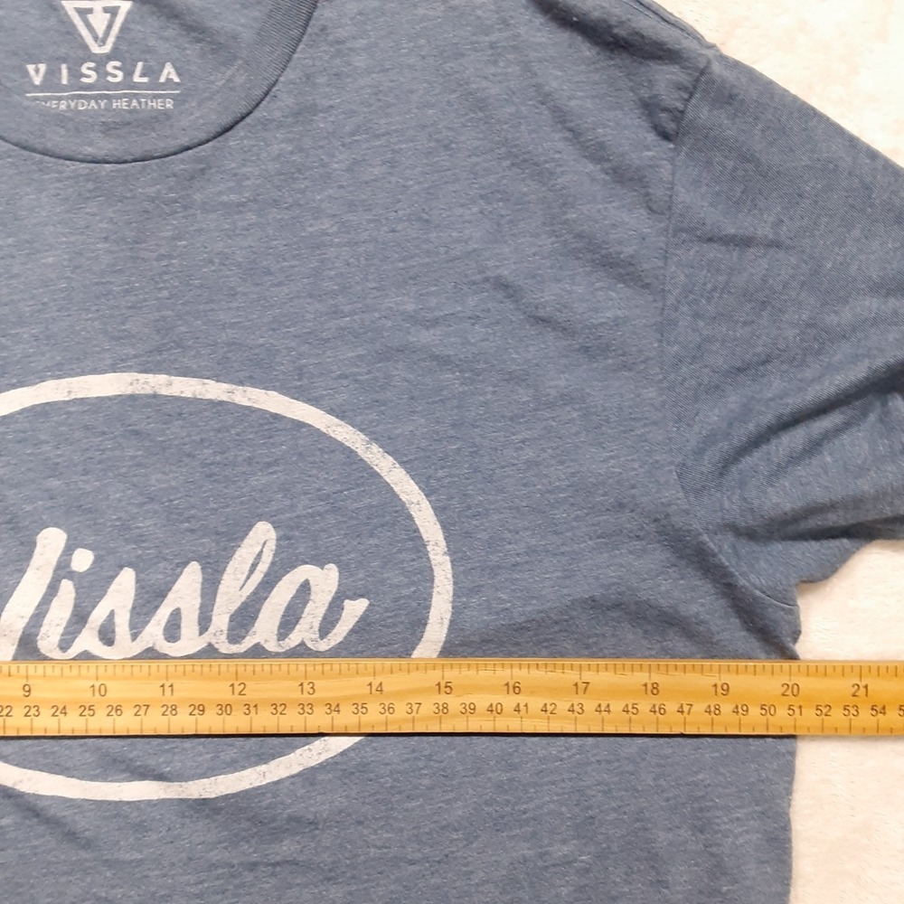 Vissla Mens Everyday Heather T-Shirt Medium Blue Crew SS Station Tee - Picture 5 of 8